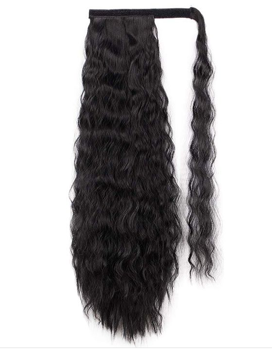 24 Inch Long Wavy Curly Hair Corn Wave Ponytail For Women - 1B#